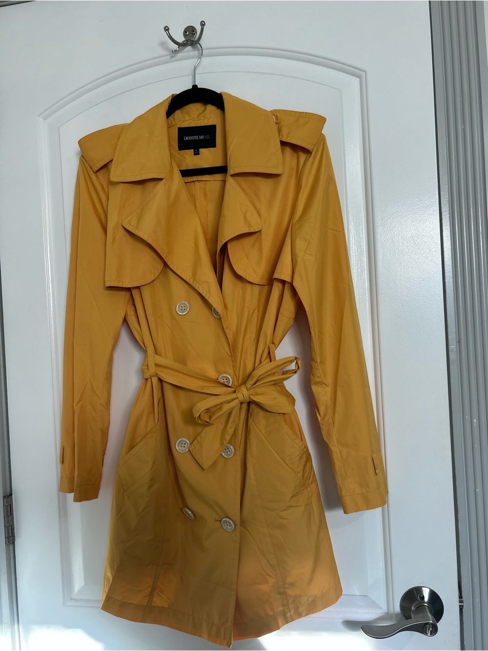 Lafayette 148 Mustard Yellow Trench Coat with Belt Size 8 Chic Fall Preppy 90s